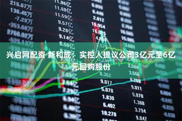 兴启网配资 新和成：实控人提议公司3亿元至6亿元回购股份